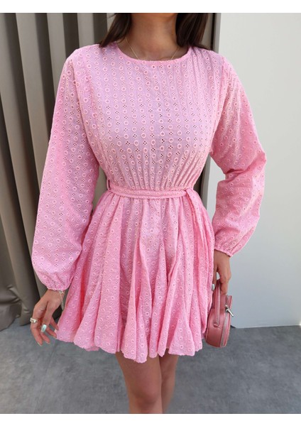 Kuşaklı Fisto Desen Mini Elbise modelleri