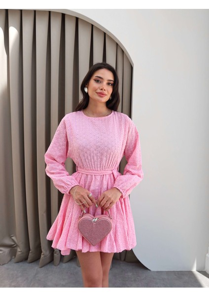 Kuşaklı Fisto Desen Mini Elbise fırsatları