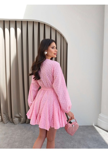 Kuşaklı Fisto Desen Mini Elbise indirimleri