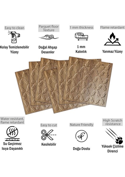 Kendinden Yapışkanlı 3D Kabartmalı Antik Salon Desen Pvc Duvar Panel 41X41 Cm/ 6 Adet /1 M²