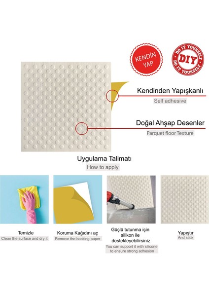 Kendinden Yapışkanlı 3D Duvar Paneli Beyaz Huş Puantiyeli Desen 41x41 Cm/ 6 Adet /1 M²