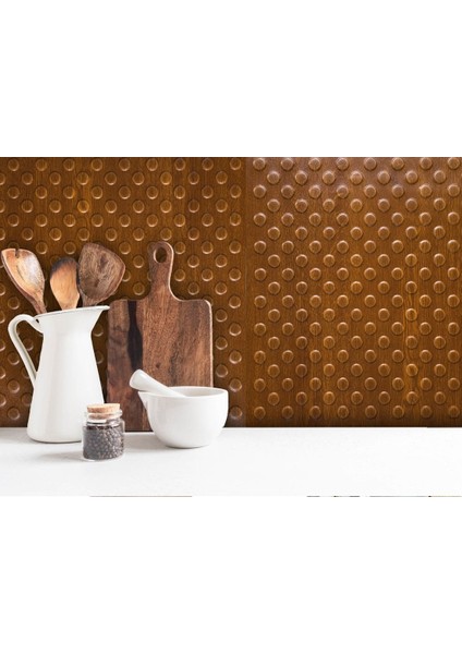 Kendinden Yapışkanlı 3D Duvar Paneli Altın Meşe Puantiyeli Desen 41x41 Cm/ 6 Adet /1 M²