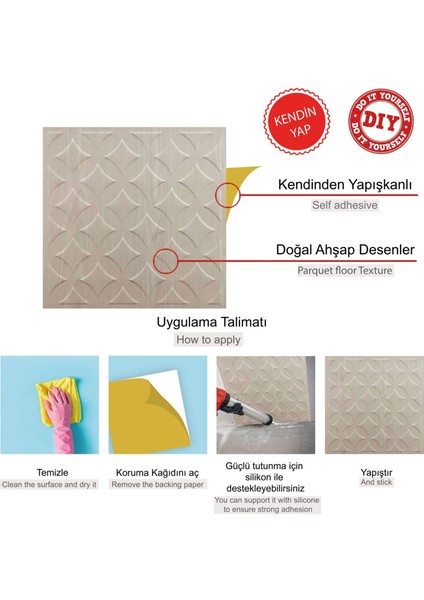 Kendinden Yapışkanlı 3D Duvar Paneli Beyaz Huş Retro Desen 41x41 Cm/ 6 Adet /1 M²
