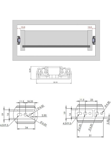 En 35 mm Teleskopik Bilyalı Çekmece Rayı - 30 cm (1 Takım)
