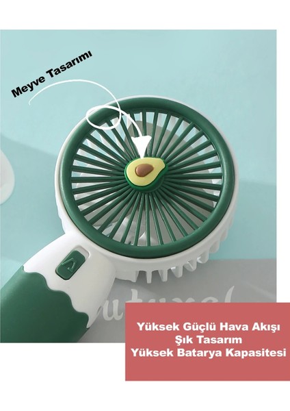 Sevimli Şarjlı Mini Taşınabilir Fan Soğutucu Masa Üstü Telefon Standlı Vantilatör