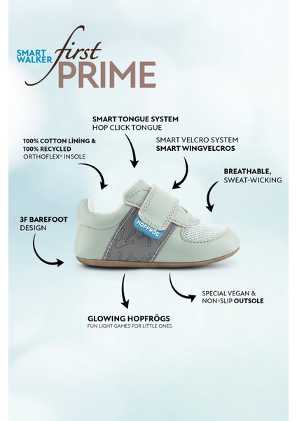 Smart Walker First Prime Havalı Yeşil Barefoot Ilk Adım Bebek Ayakkabı