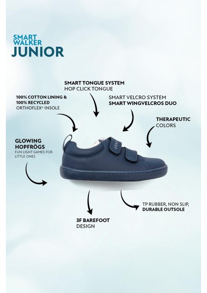 Smart Walker Junior Süper Mat Lacivert Barefoot Çocuk Ayakkabı fiyatları
