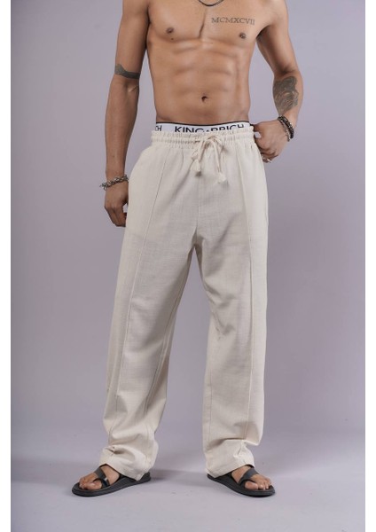 Nunu By King Likralı Keten Baggy Pantolon