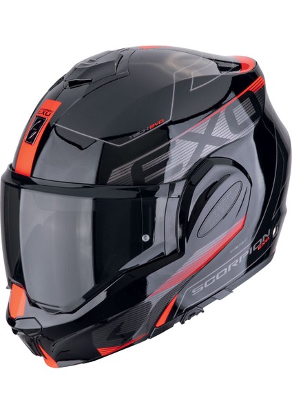 Exo-Tech Evo Traveller Çene Açılabilir Motosiklet Kaskı Siyah Kırmızı