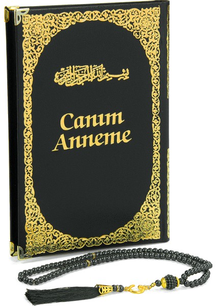Anneler Günü Hediyesi Kutulu Inci Tesbihli Ciltli Yasin Kitabı Seti Siyah