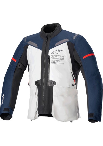 St-7 2l Gore-Tex Korumalı Motosiklet Montu Gri Siyah Mavi