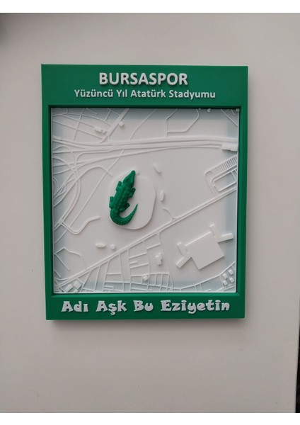 Bursaspor Stadyumu Topografik Harita - Taraftar Ürünleri - Adı Aşk Bu Eziyetin- Texas