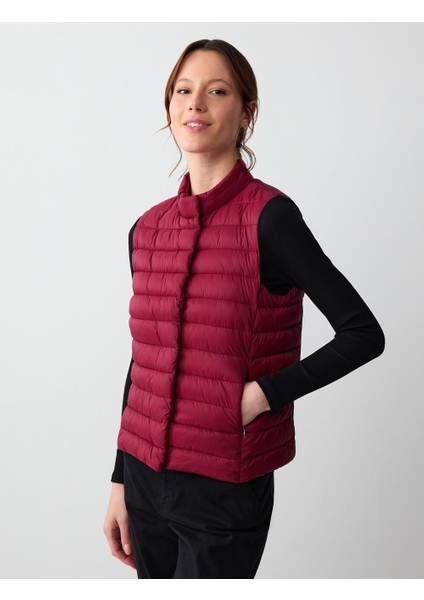 Sumak Fermuarlı Çıt Çıt Detaylı Kolsuz Şişme Yelek