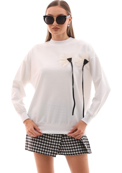 Papatya Aplikeli Sweatshırt