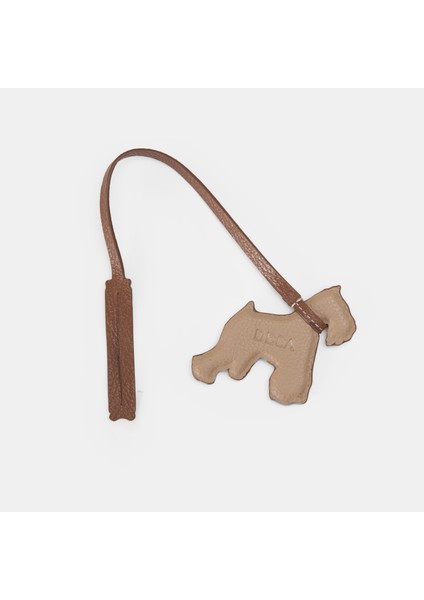 Kahve Köpek Figürlü Deri Charm