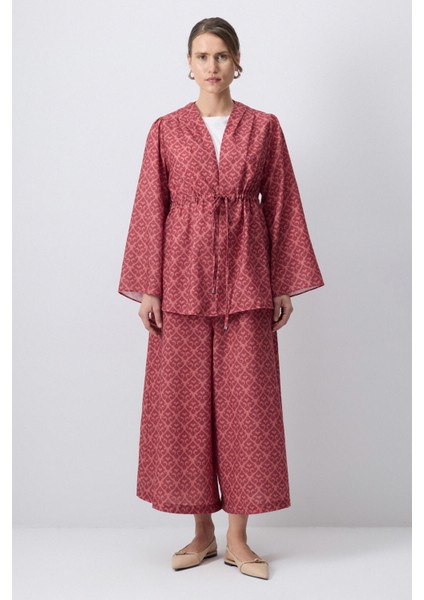 Desenli Kimono Pantolon Takım
