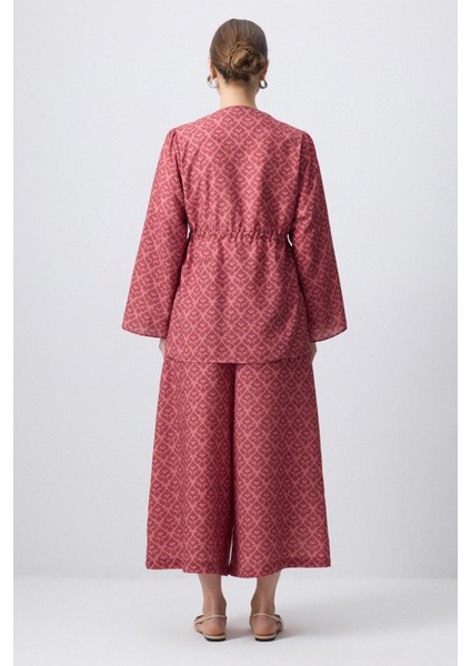 Desenli Kimono Pantolon Takım
