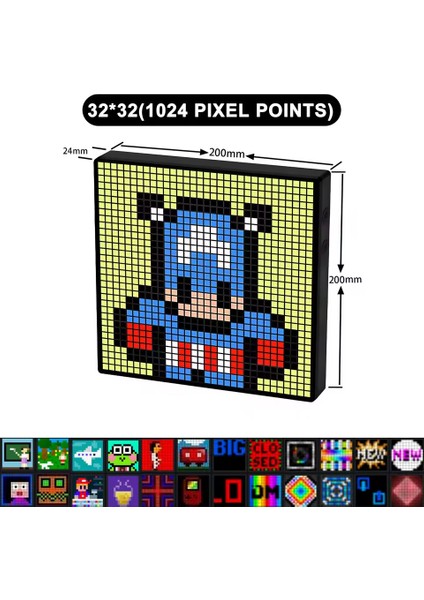 32X32 Piksel LED Ekranlı App Kontrollü Akıllı Piksel Resim Çerçevesi