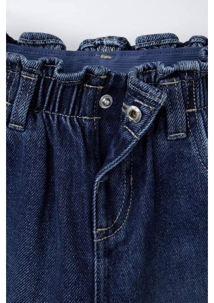 Kız Çocuk Kalp Cepli Denim Kot Pantolon Mavi fırsatları