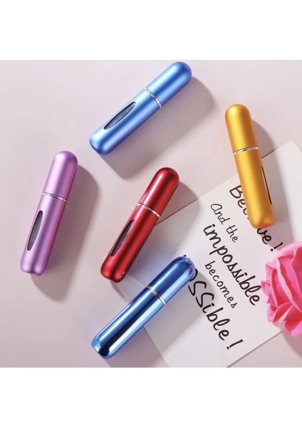 Doldurulabilir Mini Parfüm Şişesi Çanta Içi Mini Seyahat Yedek Cep Parfüm Şişesi 5 ml 5 Adet
