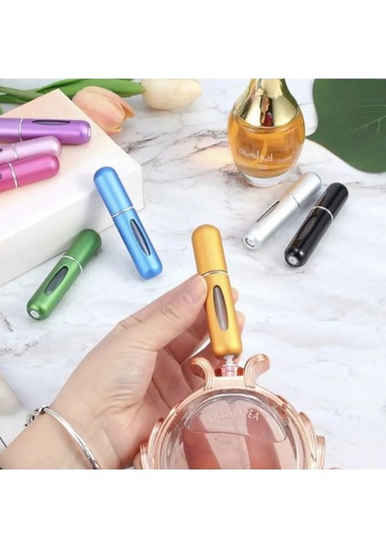 Doldurulabilir Mini Parfüm Şişesi Çanta Içi Mini Seyahat Yedek Cep Parfüm Şişesi 5 ml 5 Adet