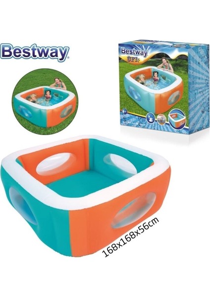 Şeffaf Pencereli Kare Şişme Çocuk Havuzu - 168x168x56 Cm