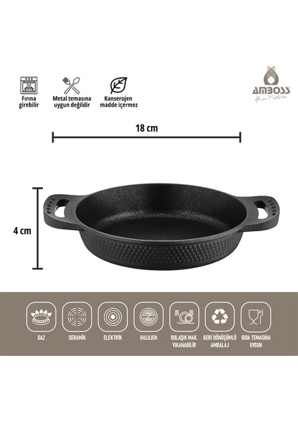 Asten - 7 Parça Orion (Siyah) + 26 cm Krep Tava + 18 cm Kuvars Sahan