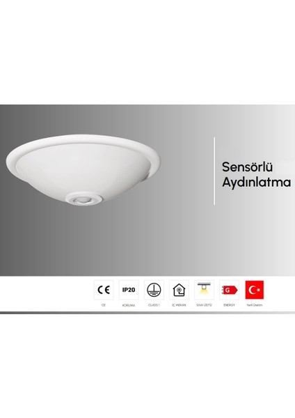 Led'Li Tavan Aydınlatma Sensörlü+Acil Durum Fonksiyonlu 12W Beyaz Işık modelleri