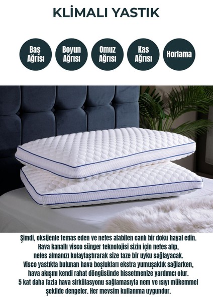 Air Comfort Klimalı Hava Kanallı Ortopedik Visco Yastık 70X41X11,5 cm - 1300 gr fiyatları