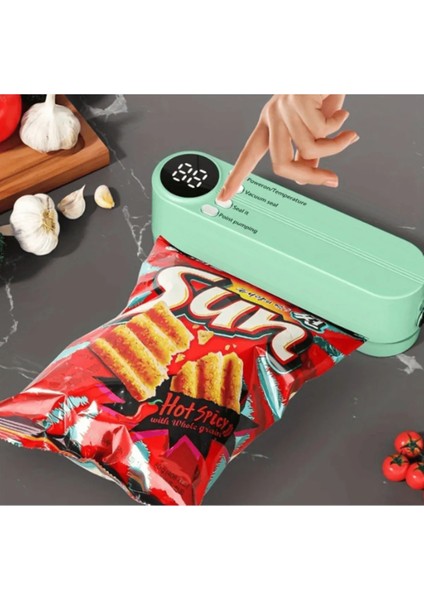 Şarjlı Vakum Mühürleme Makinesi – 1200MAH, Type-C, 60KPA Güç, Gıda + Top Şişirme Özellikli