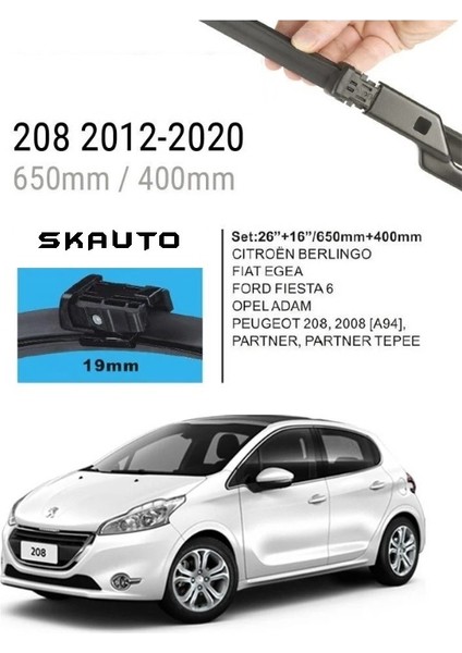 Peugeot 208 Ön Cam Muz Silecek Takımı (2012-2020)
