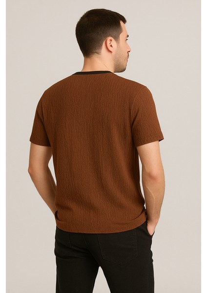 Unisex Kahverengi Basic T-Shirt - Kahverengi