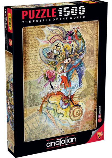 1500 Parçalık Puzzle - Dünyayı Gezen Çerkes Kızı 4560