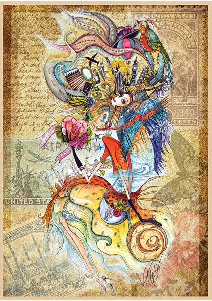 1500 Parçalık Puzzle - Dünyayı Gezen Çerkes Kızı 4560