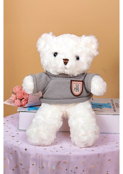 30 cm Beyaz Hediye Peluş Oyuncak Ayıcık Ayi-05