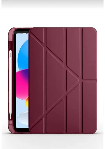 Mi Pad 7/7 Pro 11.2 Inç Uyumlu Kılıf Kalem Bölmeli Üçgen Katlanır Standlı Yumuşak Ön Arka Kapaklı Silikon