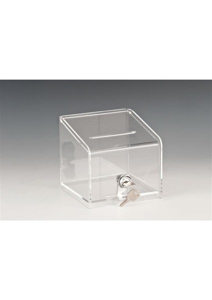 Akrilik Kilitli Bahşiş Kutusu Şeffaf-Siyah