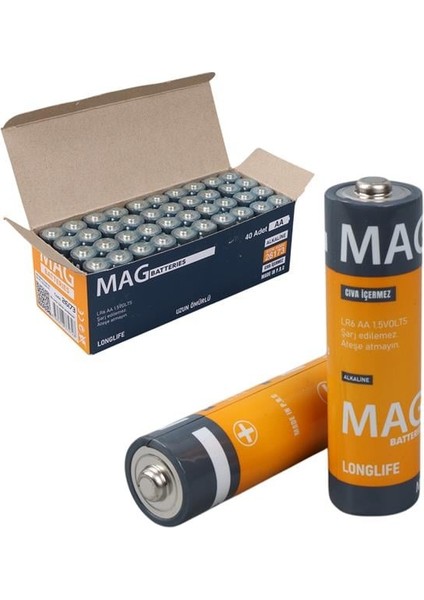 Mag Batteries MG-26173 Alkalin Aa 40'lı Paket Kalem Pil (Aa,lr6, Am-3)