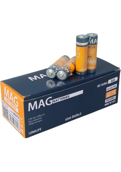 Mag Batteries MG-26173 Alkalin Aa 40'lı Paket Kalem Pil (Aa,lr6, Am-3)