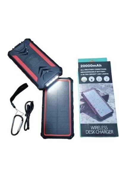 Güneş Enerjili Wireless Özellikli 20000 Mah Solar Powerbank 4 Solar Panel fiyatları