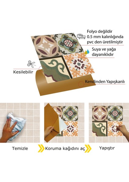 Kendinden Yapışkanlı Kafkas Desenli Pvc Karo 30X30 cm (33 Adet) 3m2