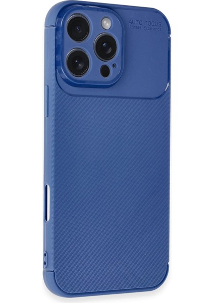 Iphone 16 Pro Max Kılıf Auto Focus Karbon Kapak - Lacivert Mrayd