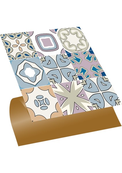 Kendinden Yapışkanlı Renkli Kabuki Desenli Pvc Karo 30X30 cm (33 Adet) 3m2