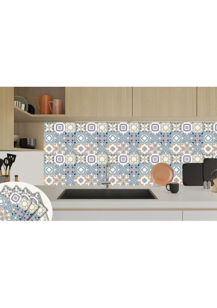 Kendinden Yapışkanlı Renkli Kabuki Desenli Pvc Karo 30X30 cm (33 Adet) 3m2