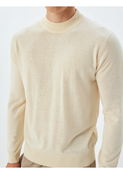 Triko Kazak Dik Yaka Basic Yün Karışımlı indirimleri