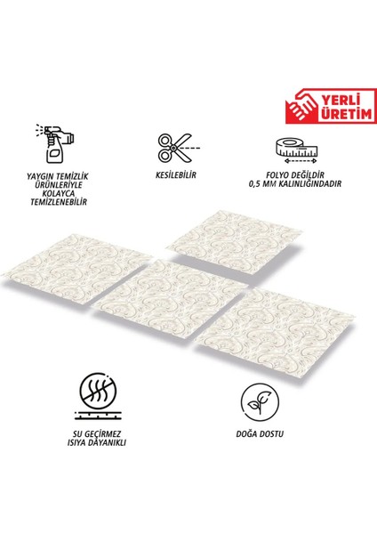Kendinden Yapışkanlı Salon Çiçekli Desenli Pvc Karo 30X30 cm (33 Adet) 3m2