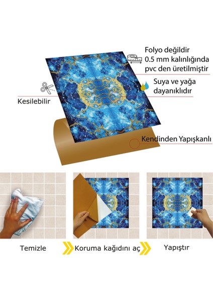 Kendinden Yapışkanlı Silinebilir Mermer 004 Desenli Pvc Karo 30X30 cm (33 Adet) 3m2