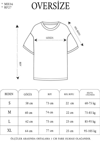 Baskılı Bisiklet Yaka Oversize T-Shirt - Siyah
