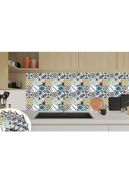 Kendinden Yapışkanlı Karma Retro Gri Desenli Pvc Karo 30X30 cm (33 Adet) 3m2