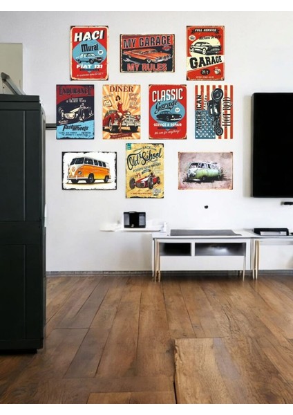 Retro Klasik Araba Mdf Dekoratif Tablo 10 Adet A4 Nostaljik Otomobil Tutkunlarına Özel Mdf Tablo ile Nostaljiyi Yakala! Kafe, Iş Yeri, Ev Dekorasyonunuza Ruh Katan Dekoratif Hediyelik Tablolar